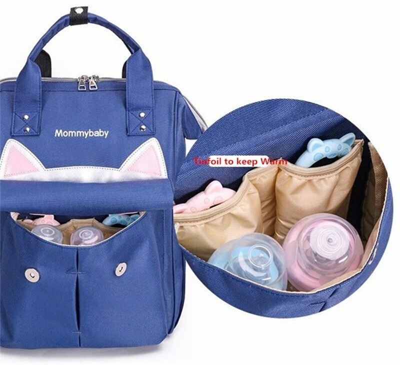 UmmiGo™ CuteCat Diaper Backpack – Spacious, USB-Ready & Waterproof for On-the-Go Moms