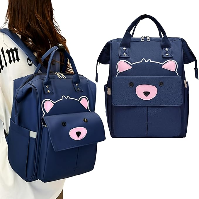 UmmiGo™ Teddy Diaper Backpack – Spacious, USB-Ready & Waterproof for On-the-Go Moms