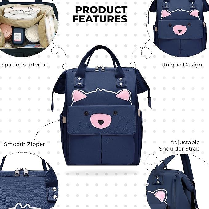 UmmiGo™ Teddy Diaper Backpack – Spacious, USB-Ready & Waterproof for On-the-Go Moms
