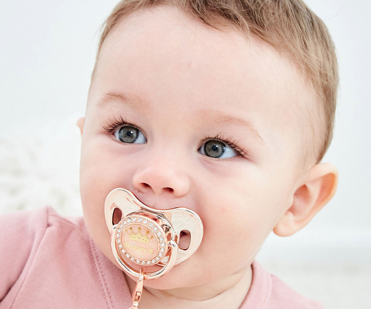 Bling Baby Pacifier with Holder I Love Mum - Main Image