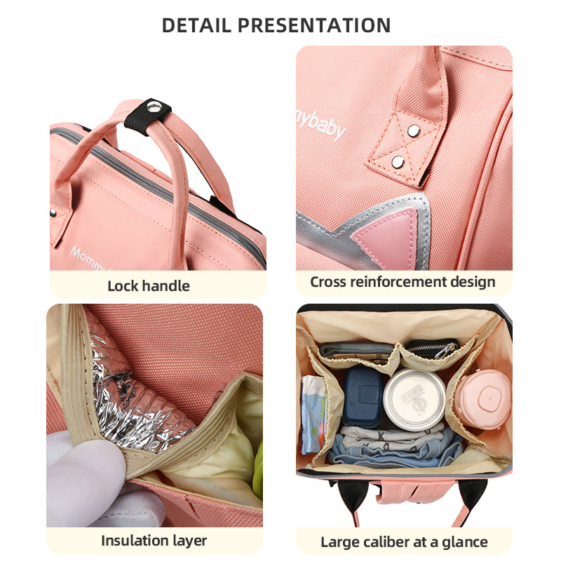 UmmiGo™ CuteCat Diaper Backpack – Spacious, USB-Ready & Waterproof for On-the-Go Moms