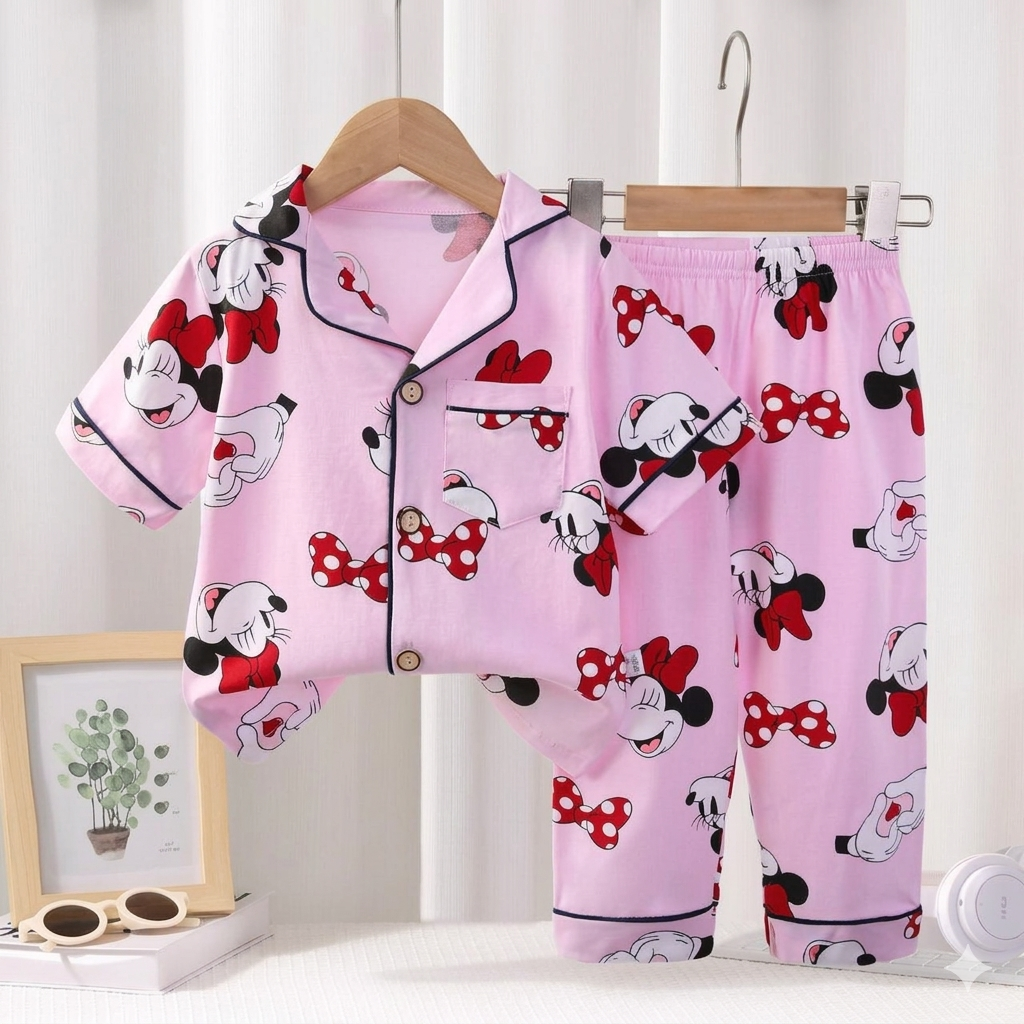 Mickey Girls Front Open Pyjama- 1 to 9 years