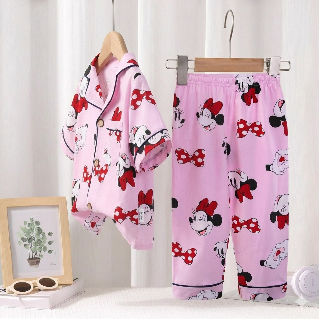 Mickey Girls Front Open Pyjama- 1 to 9 years