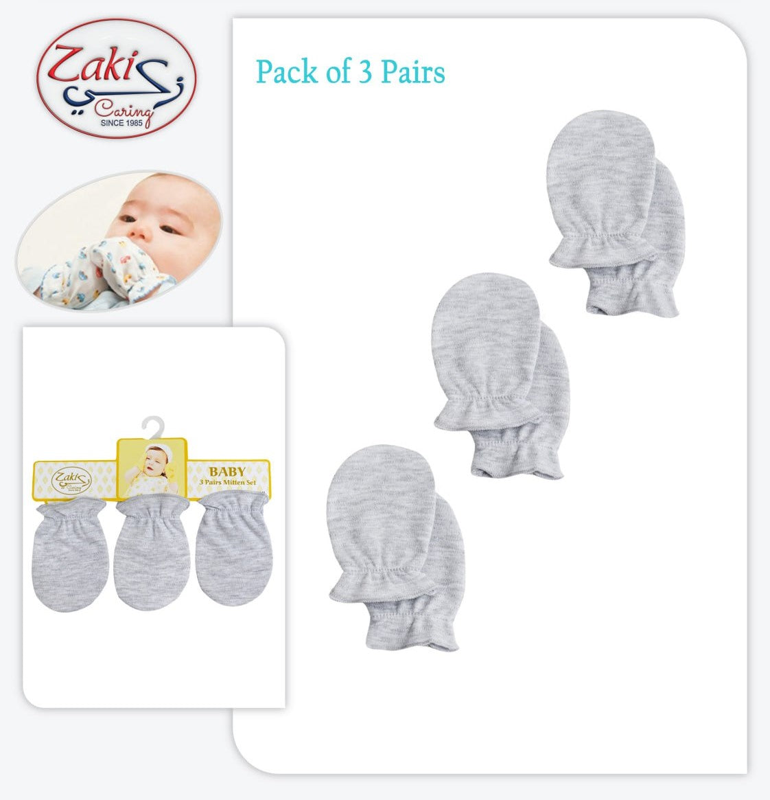 Boys - Baby Mittens Set 3pcs