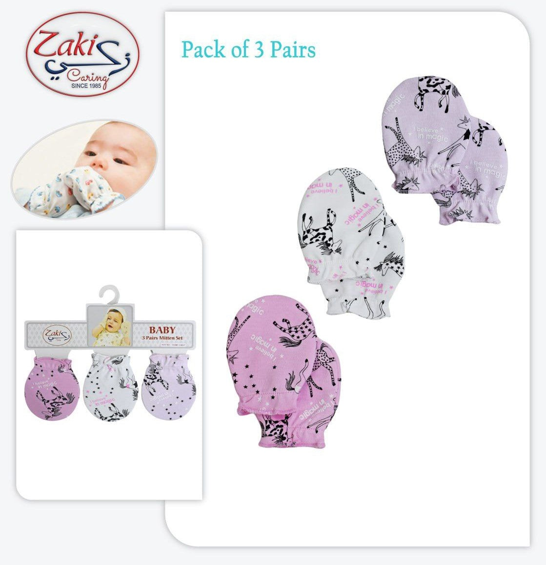 Girls - Baby Mittens Set 3pcs