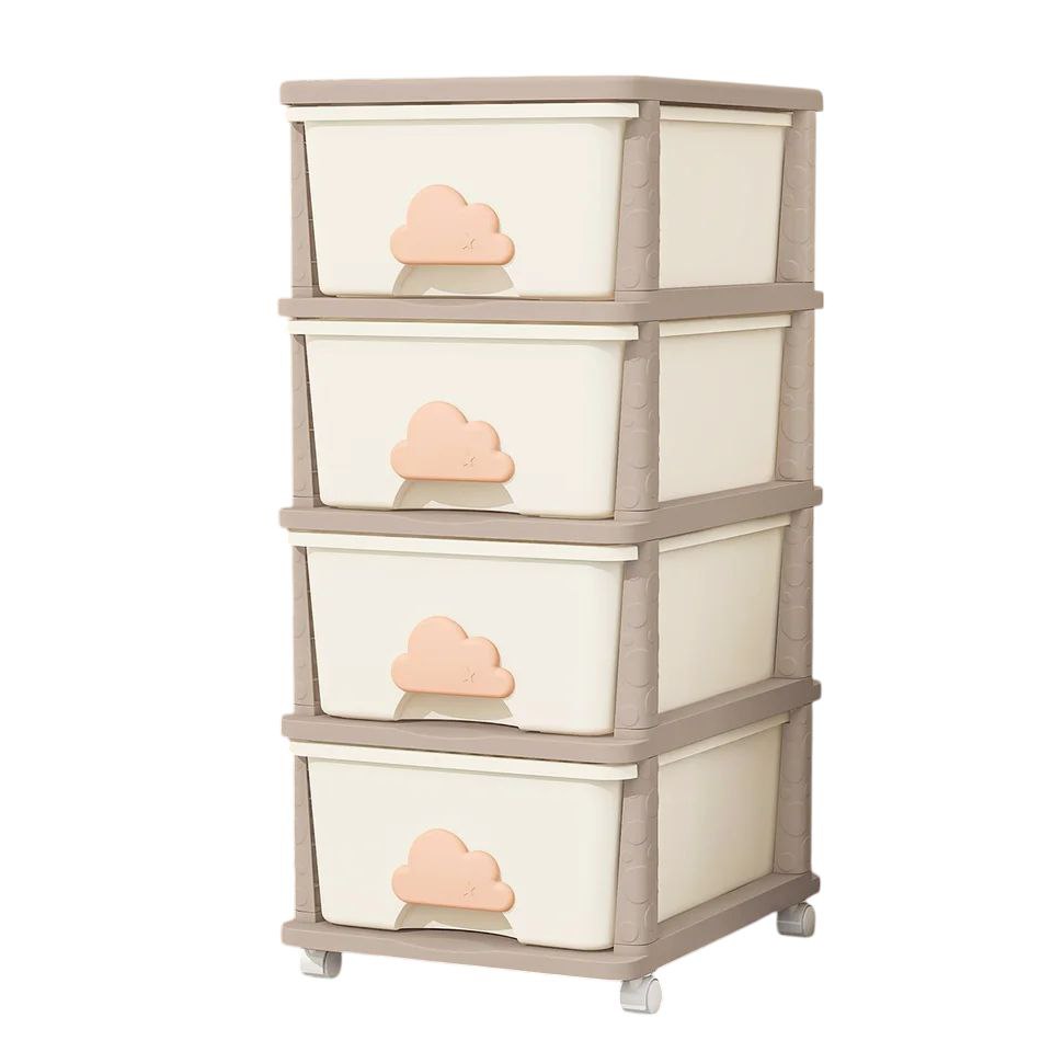 Plastic Wardrobe Cloud Cabinet 4 Drawers Beige