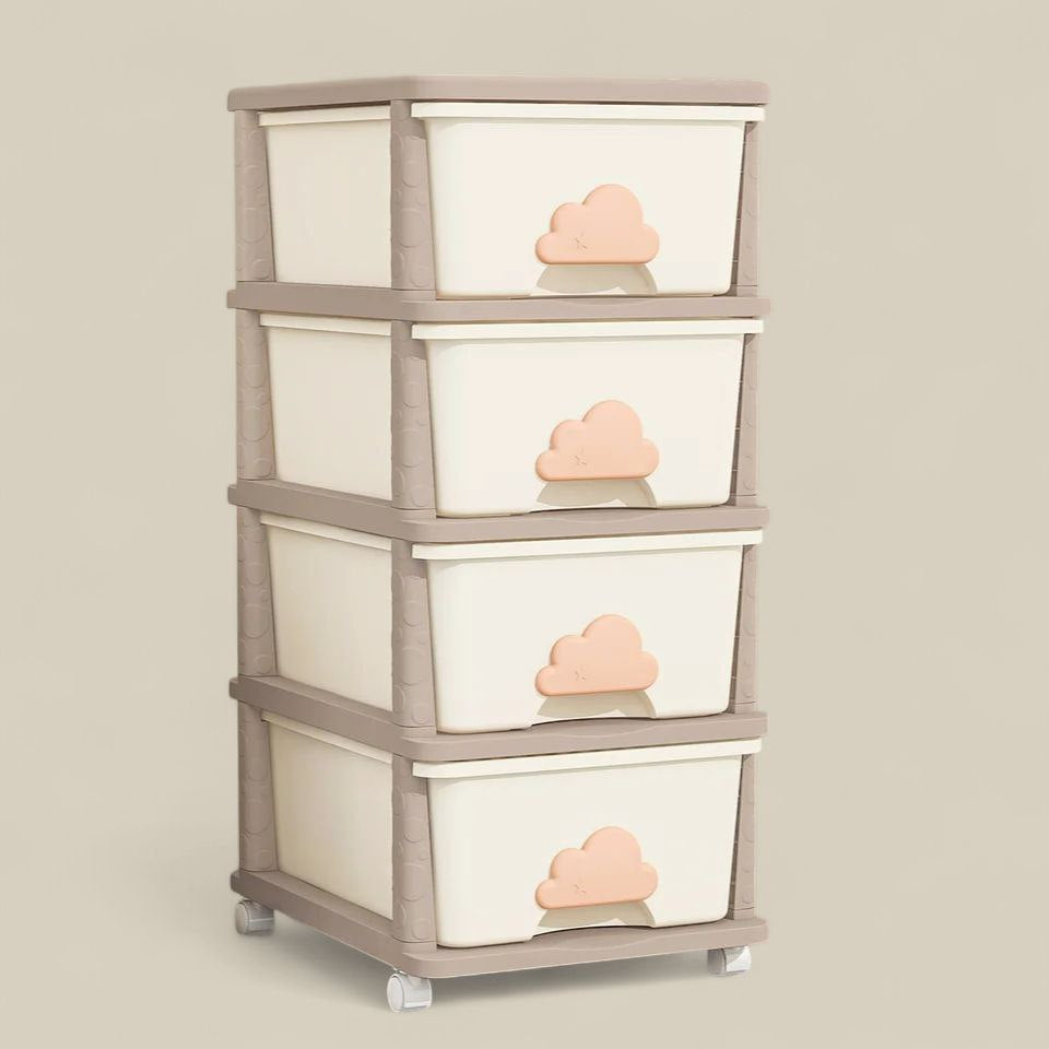 Plastic Wardrobe Cloud Cabinet 4 Drawers Beige