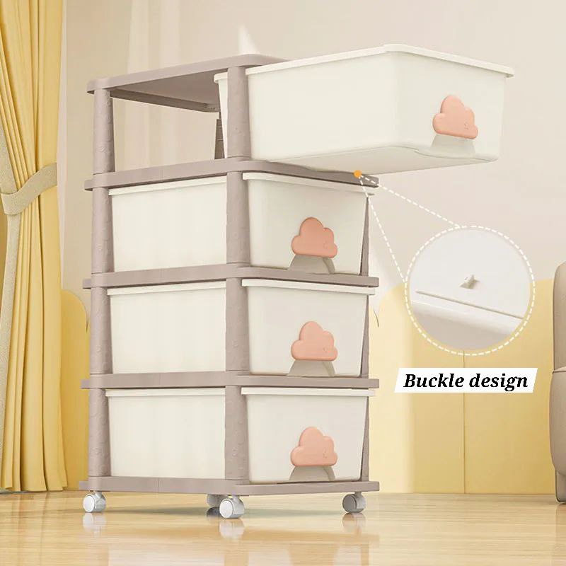 Plastic Wardrobe Cloud Cabinet 4 Drawers Beige