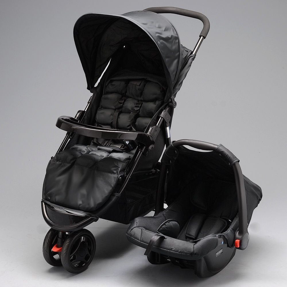 Baby 3 Wheel Stroller + Car Seat - Black