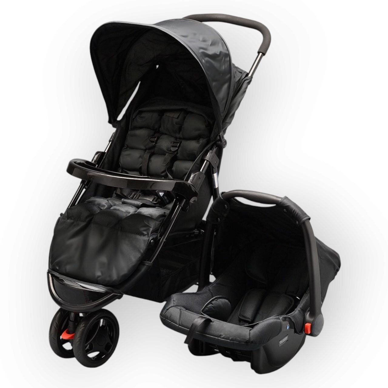 Baby 3 Wheel Stroller + Car Seat - Black