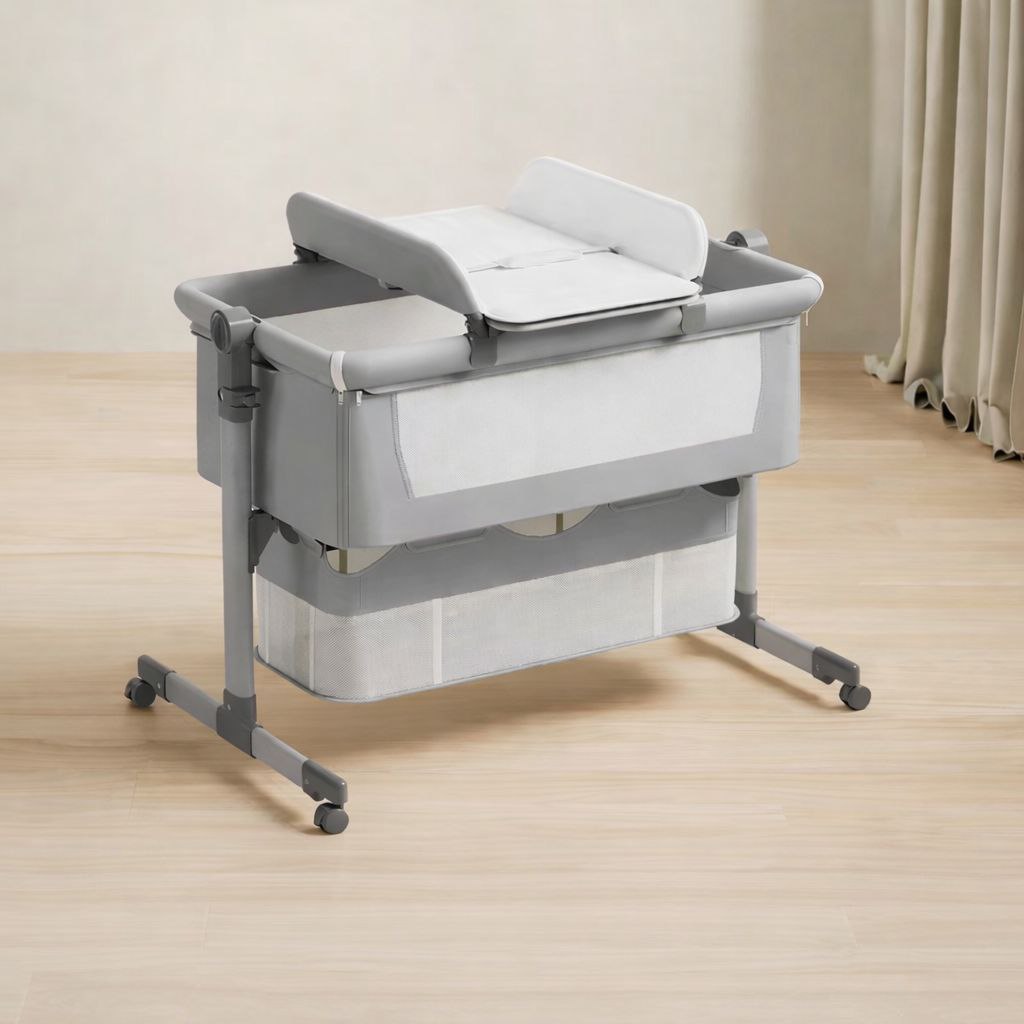 Baby Rocking Bassinet Crib + Diaper Change - Grey