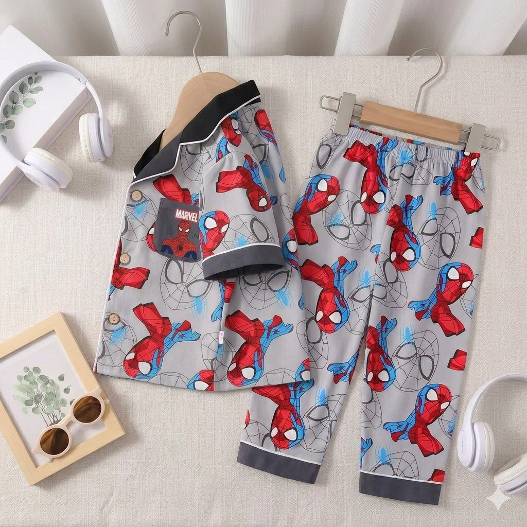 Spider Man Boys Front Open Pyjama- 1 to 9 years