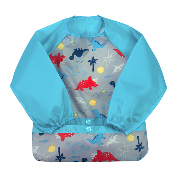 Green & Sprouts - Snap & Go Easy-Wear Long Sleeve Bib - Dinosaurs (12/24mos)