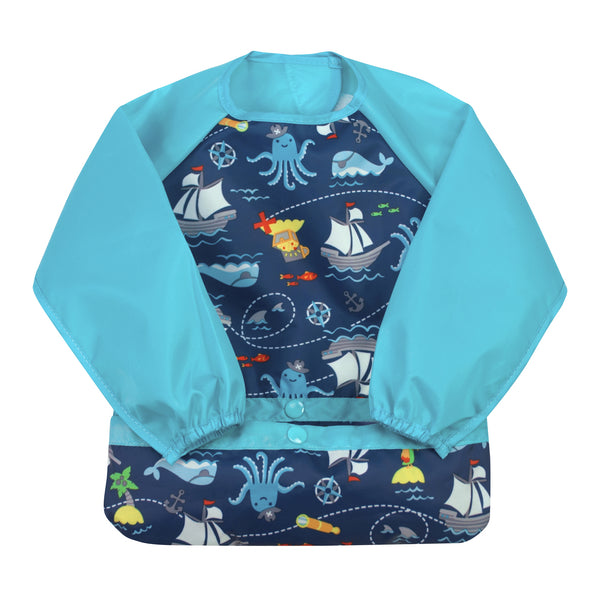 Green & Sprouts - Snap & Go Easy-wear Long Sleeve Bib - Pirates (12-24mos)