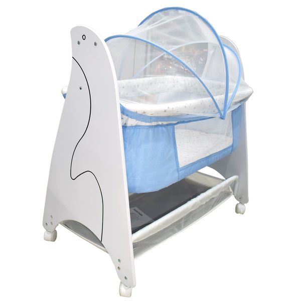 (Pamo) Babe Baby Rocking Bassinet with Wooden Side Panel