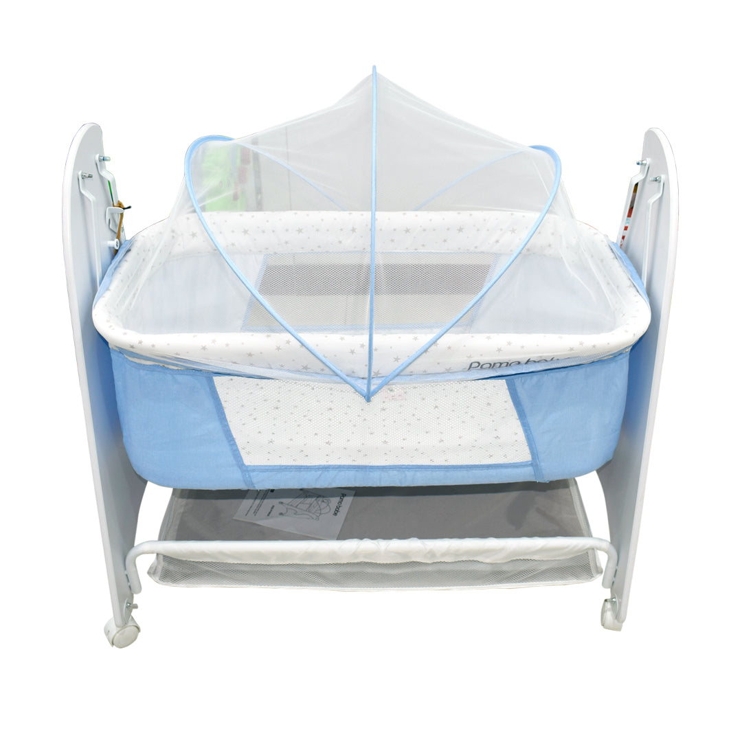 (Pamo) Babe Baby Rocking Bassinet with Wooden Side Panel