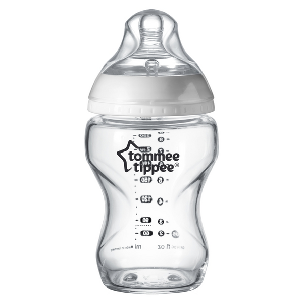 Tommee Tippee Closer to Nature   Glass Feeding Bottle, 250ml x 1  -Clear