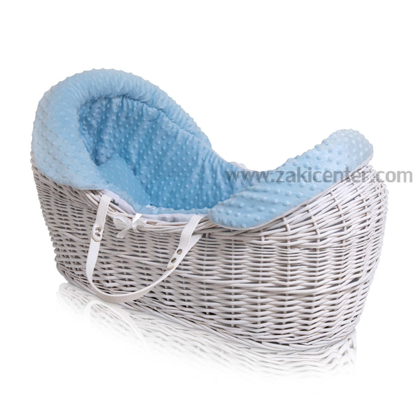 Baby Moses Basket With Wooden Stand (Blue)