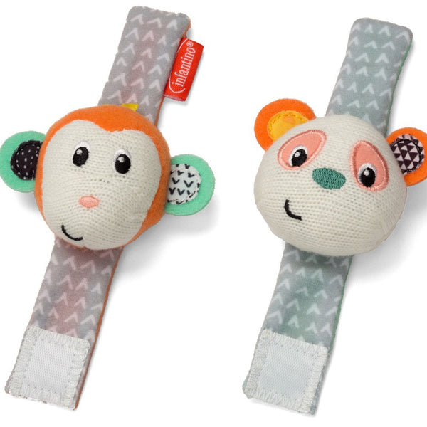 INFANTINO - Wrist Rattles - Monkey/Panda