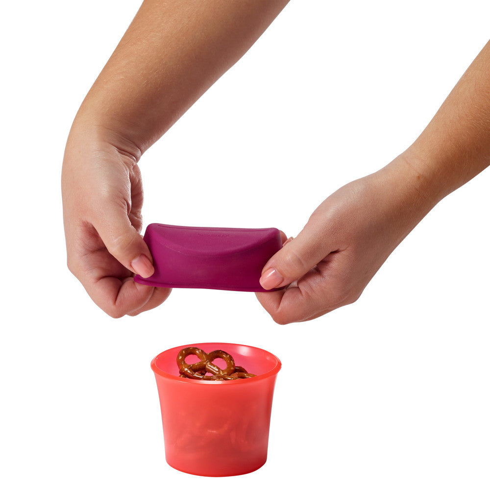 Boon - Snug Snack Containers with Stretchy Silicone Lids -Girl