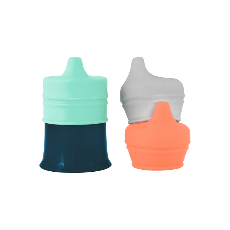 Boon -Snug Stretchy Silicone Reusable Spout Lids Spout with Containers - Boy