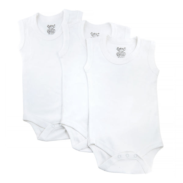 Baby Sleeveless Bodysuit Set White - 3pcs (3-6m S/L)