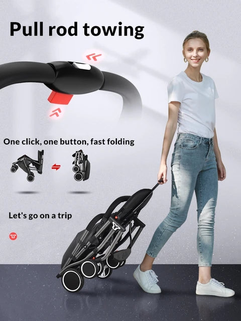 SwiftRide V61 Baby Stroller – Ultra Compact, Travel Smart & Stylish (Pink Grey)