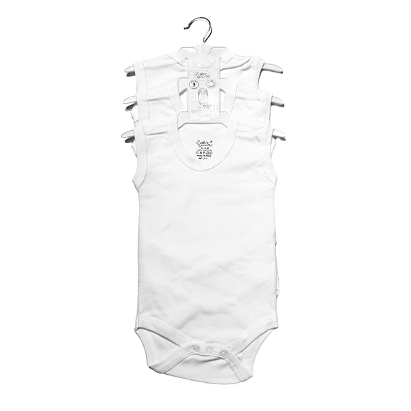 Baby Sleeveless Bodysuit Set White - 3pcs (6-12m S/L)