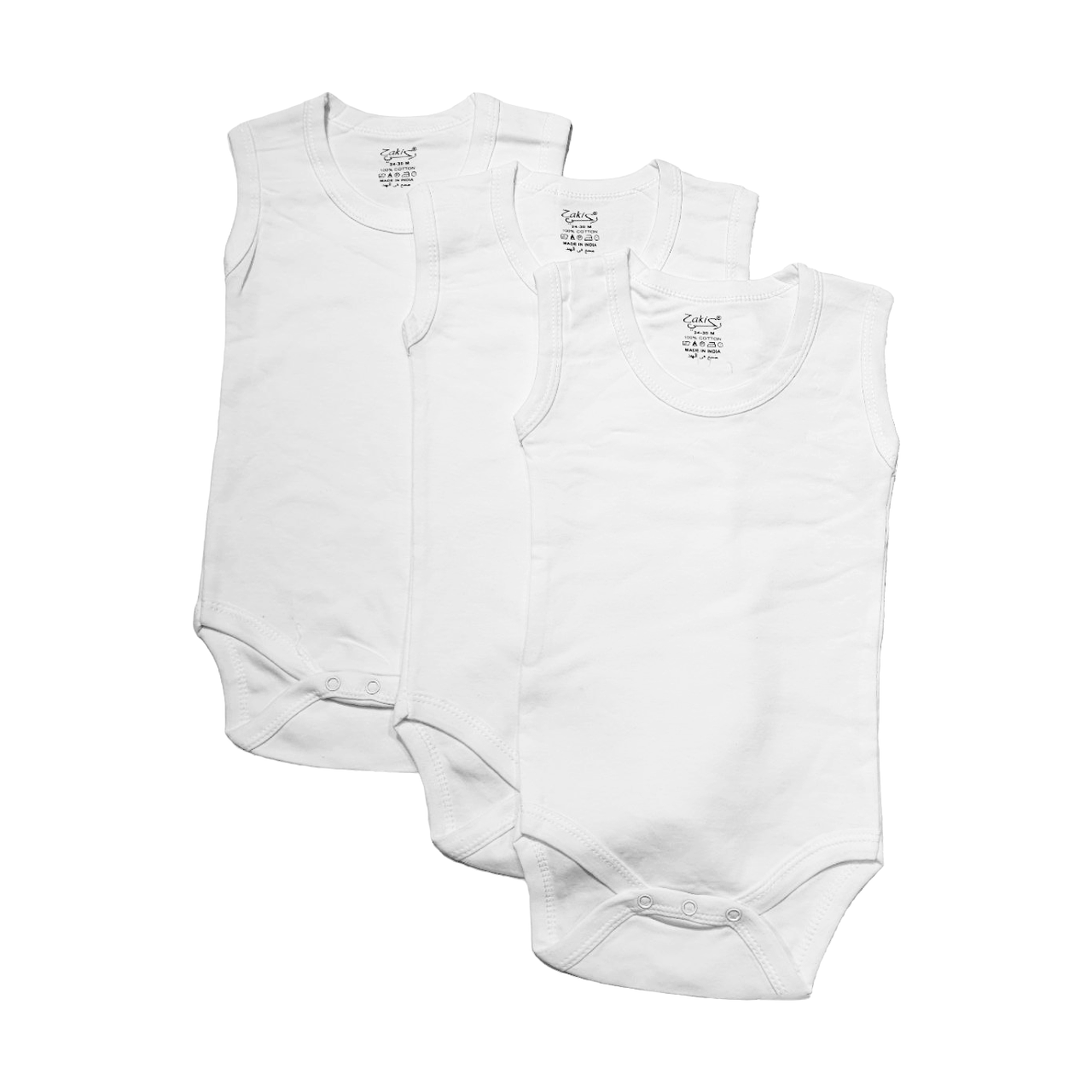 Baby Sleeveless Bodysuit Set White - 3pcs (24-30m S/L)