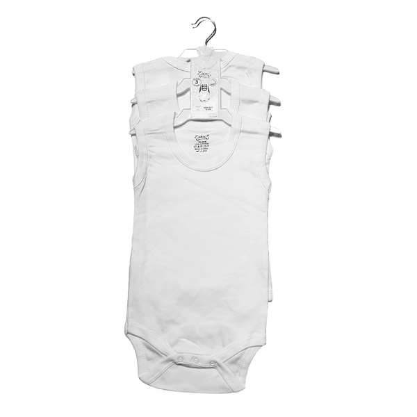 Baby Sleeveless Bodysuit Set White - 3pcs (24-30m S/L)