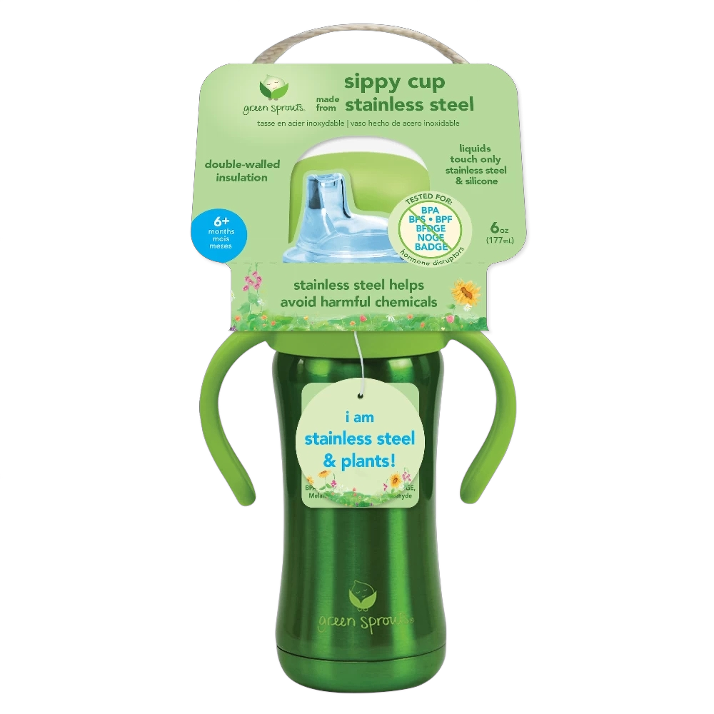 Green & Sprouts - Sippy Cup Stainless Steel 6oz - Green