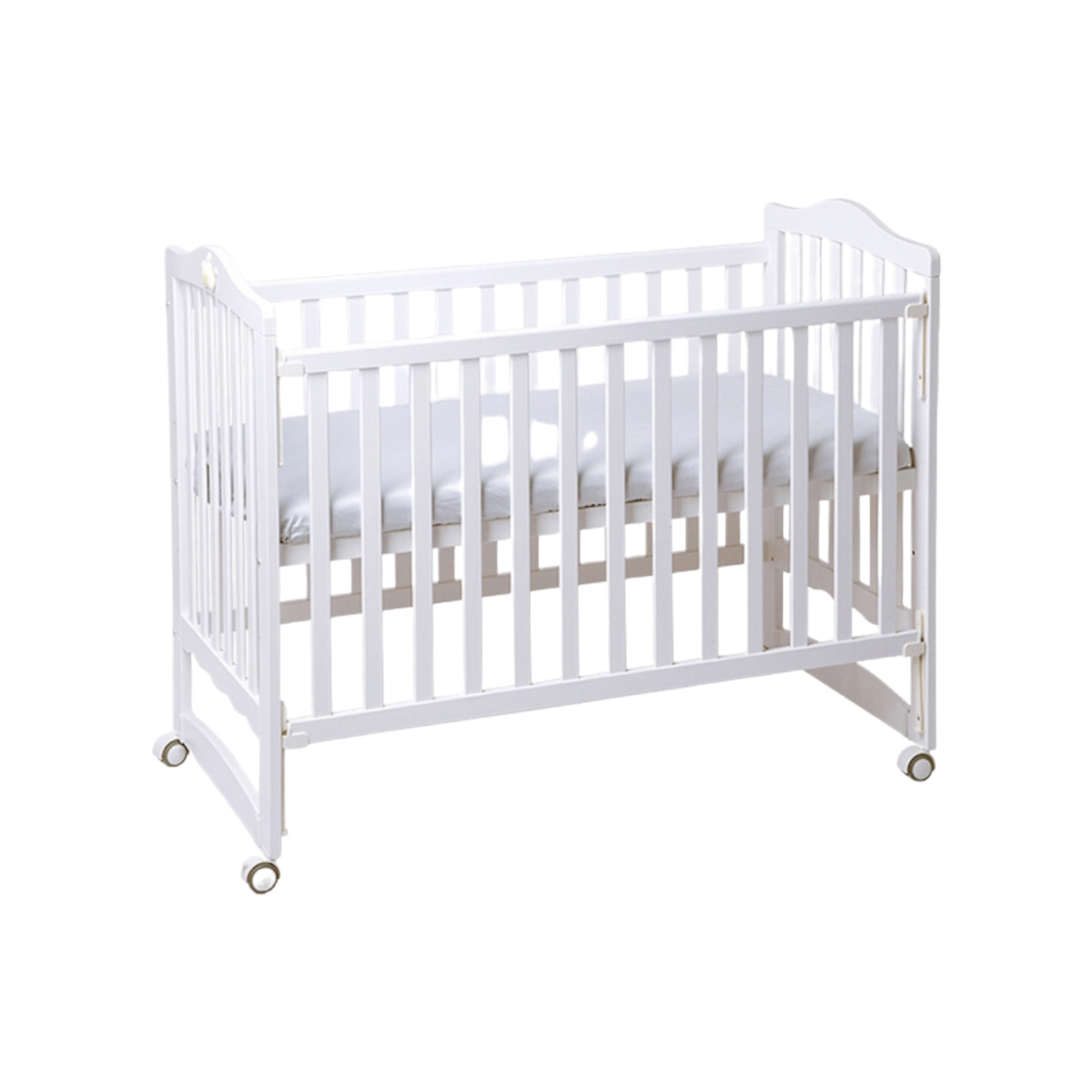 (MOOB) Convertible Baby Wooden Bed Crib - White (120x60cm)