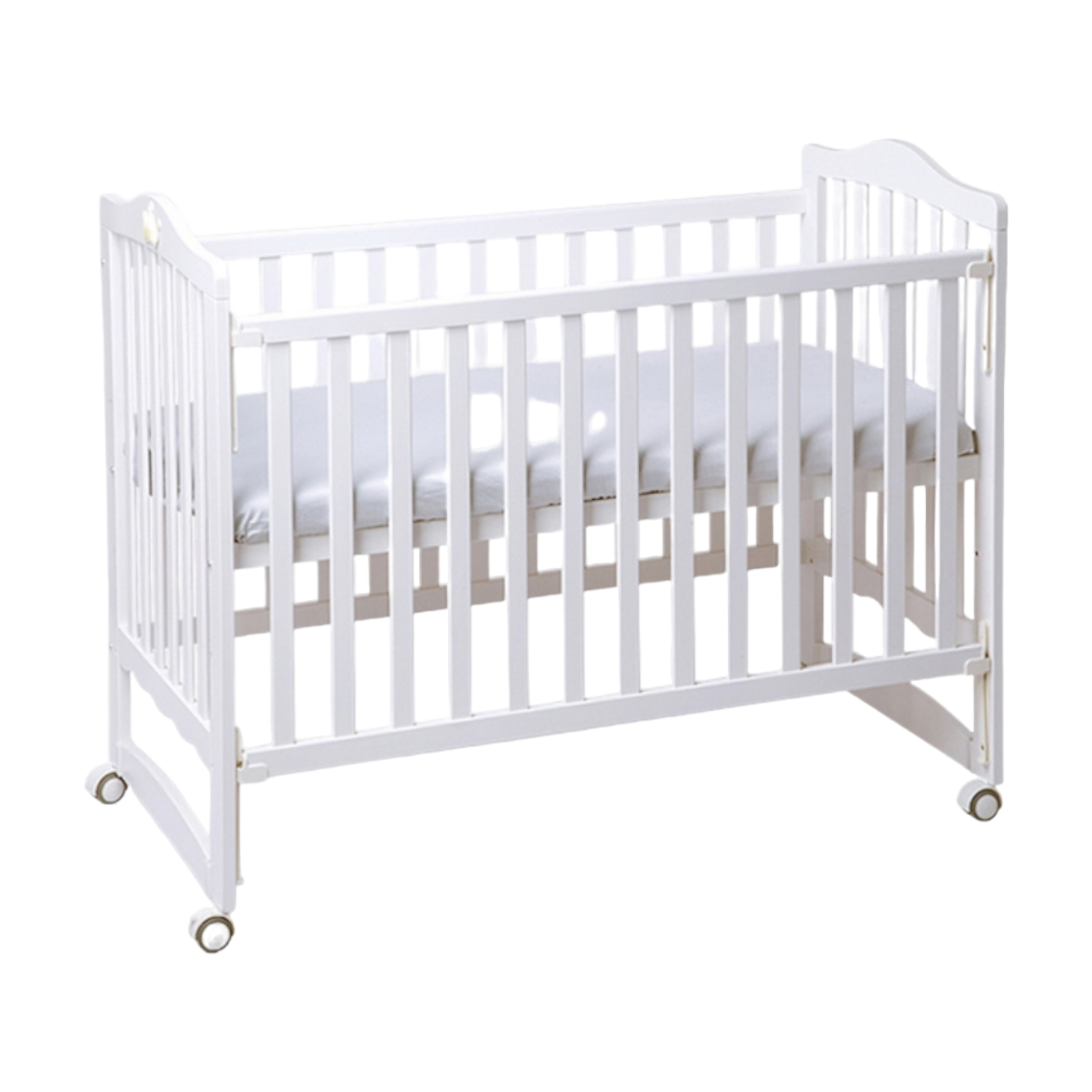 (MOOB) Convertible Baby Wooden Bed Crib - White (120x60cm)