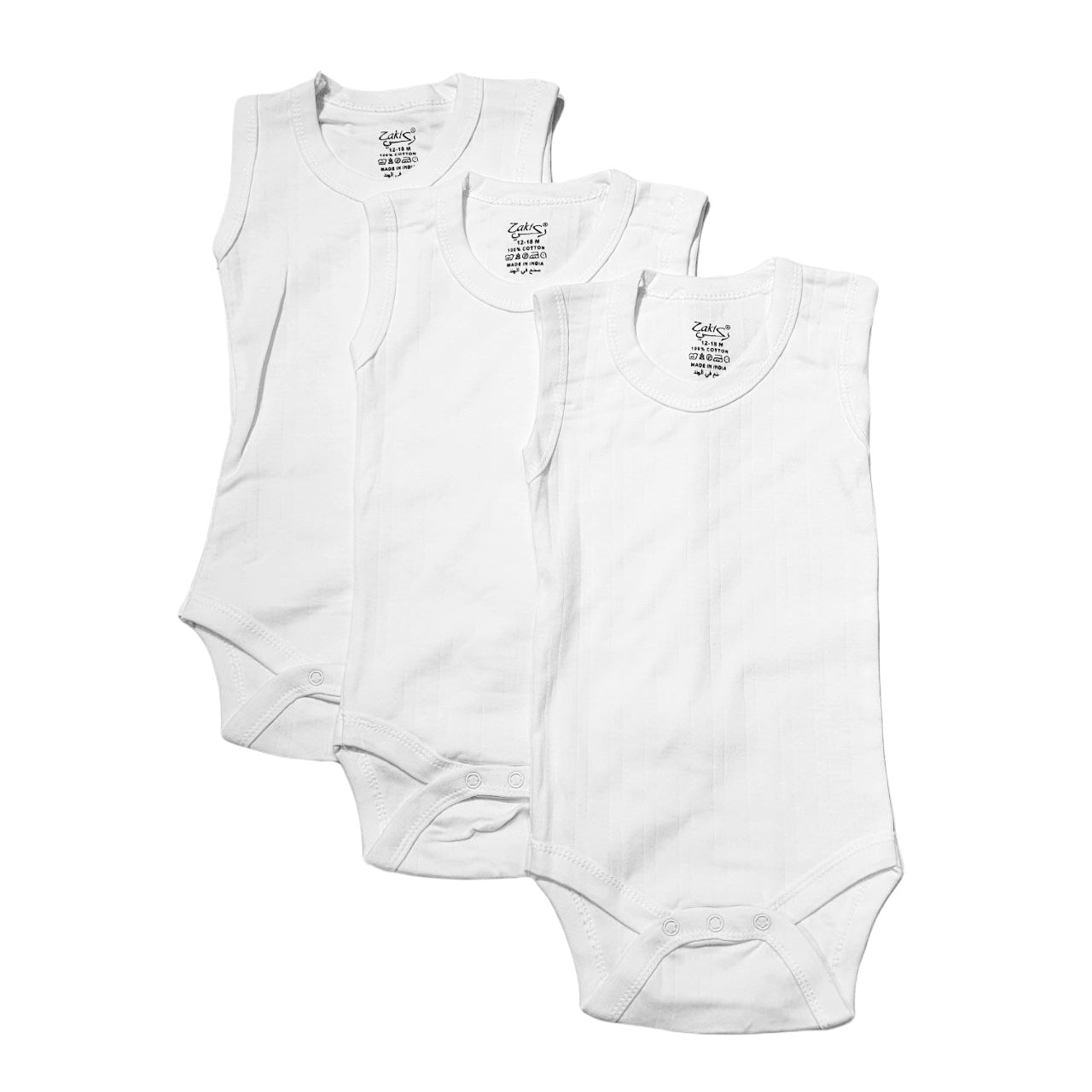 Baby Bodysuit Set White - 3pcs (12-18m S/L)