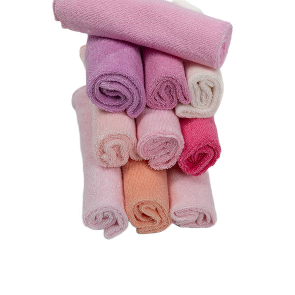 Baby WashCloth - Face Towel Plain Pack 10pcs (Girls)