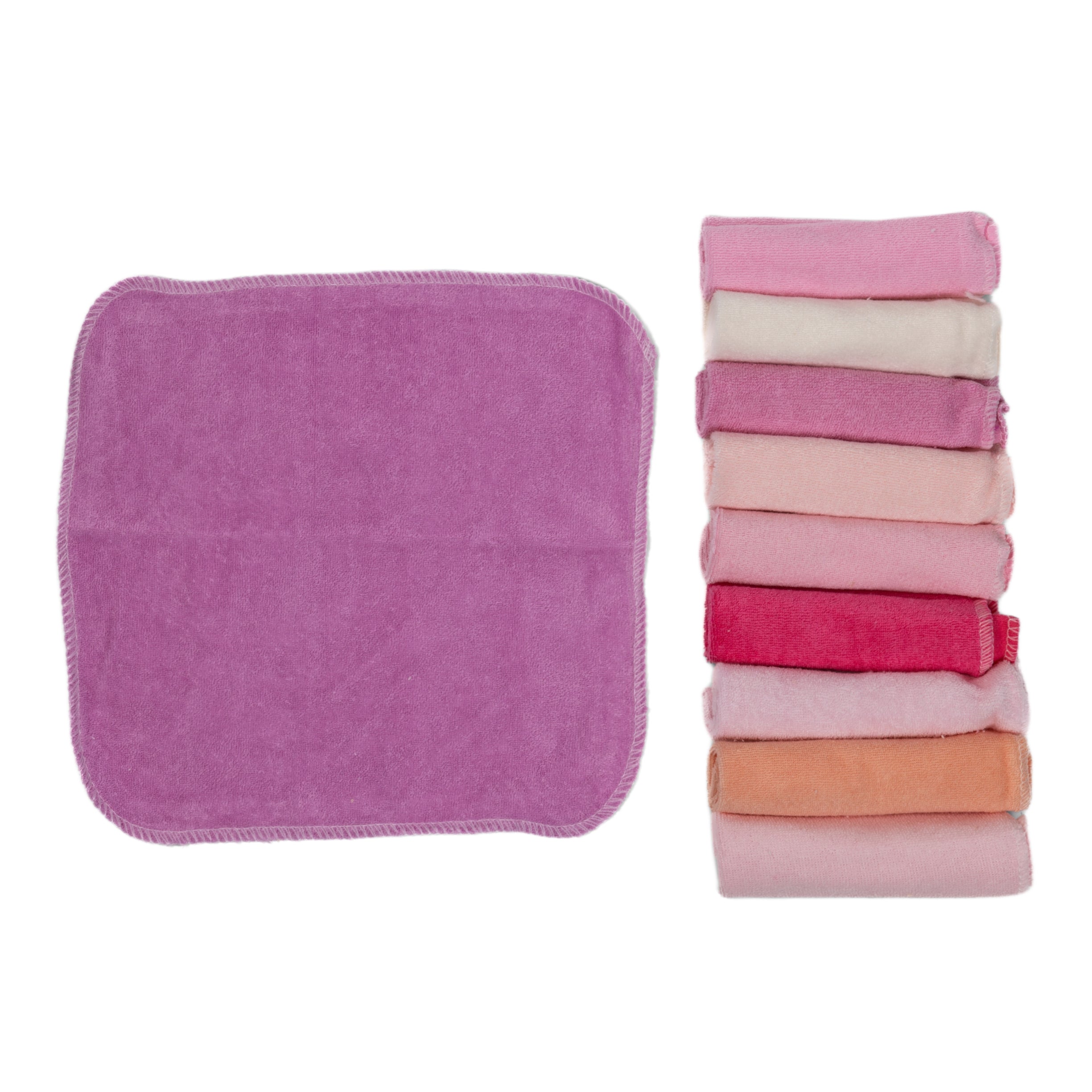 Baby WashCloth - Face Towel Plain Pack 10pcs (Girls)