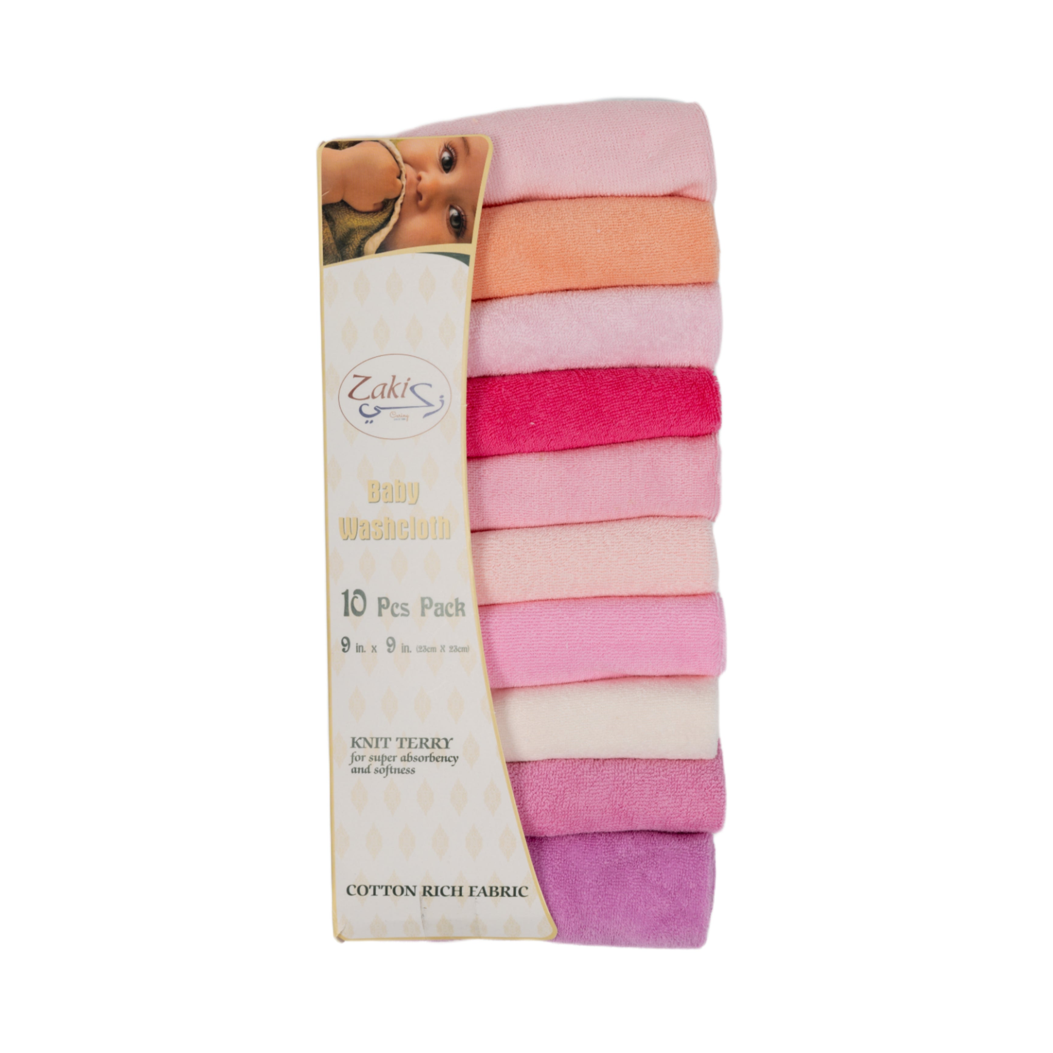 Baby WashCloth - Face Towel Plain Pack 10pcs (Girls)