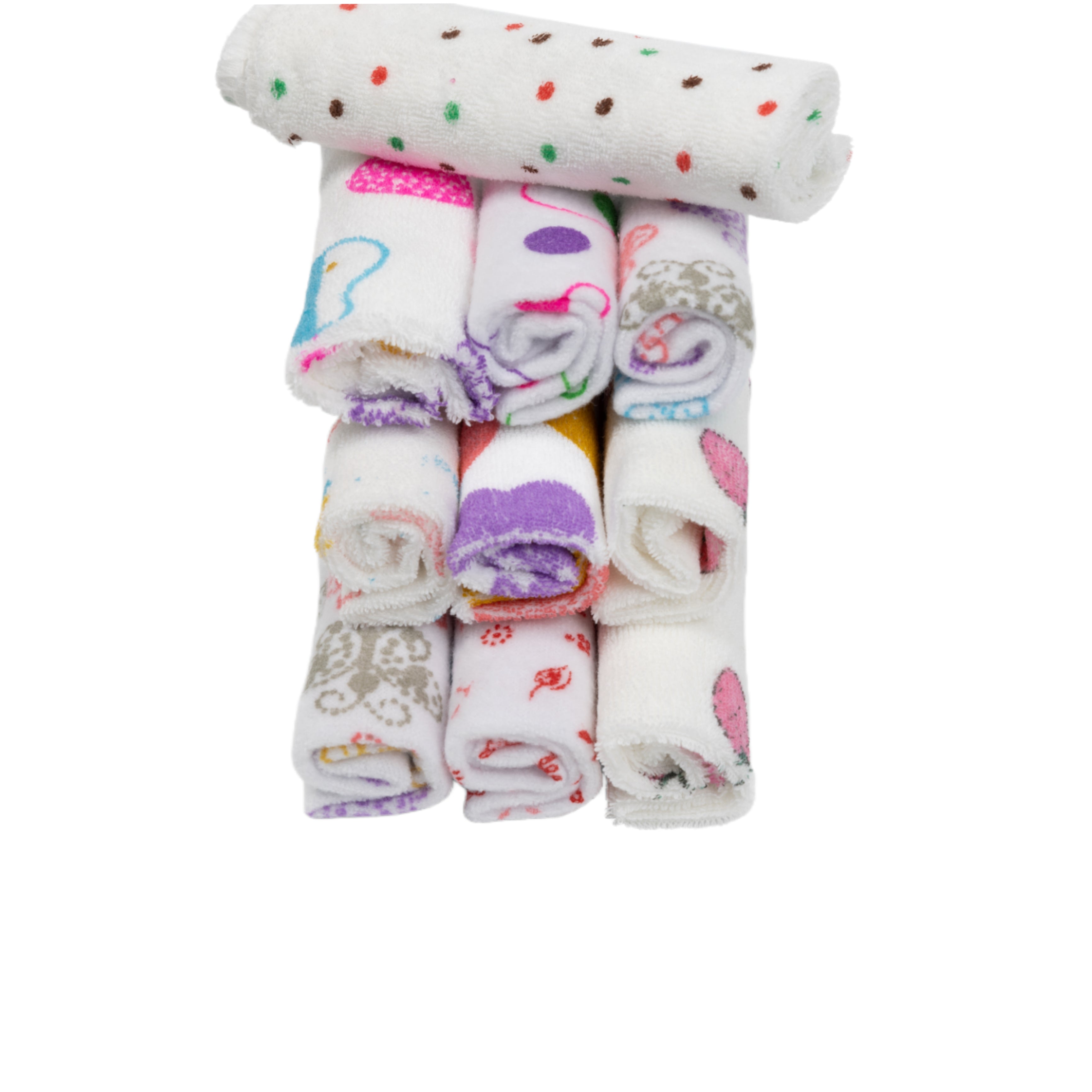 Baby WashCloth - Face Towel Printed Pack 10pcs (Girls)