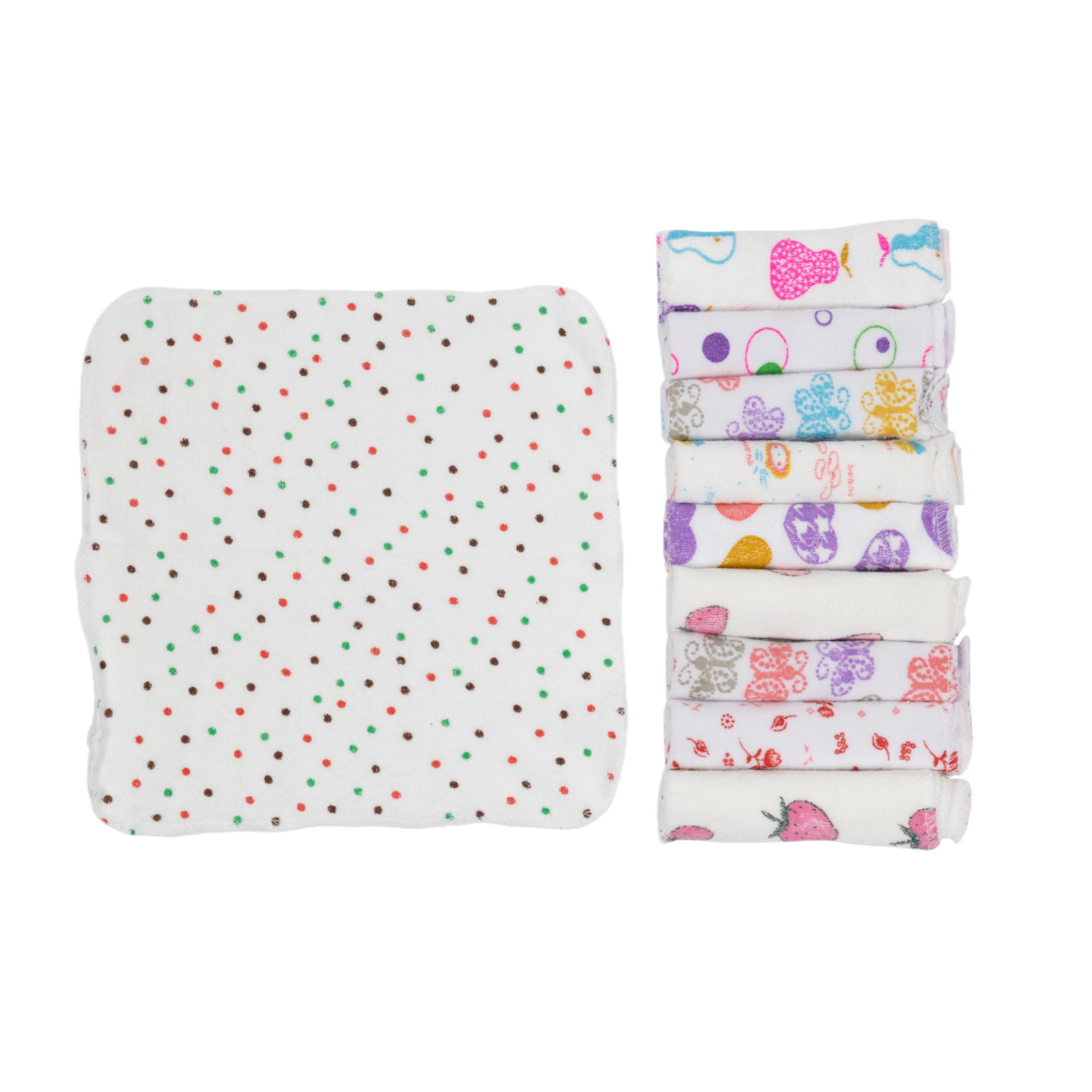 Baby WashCloth - Face Towel Printed Pack 10pcs (Girls)