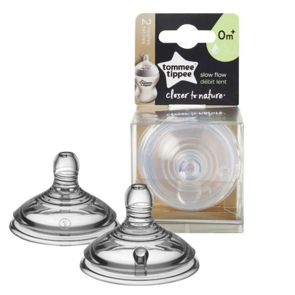 Tommee Tippee Closer to Nature Teats, Slow Flow x 2 - Clear