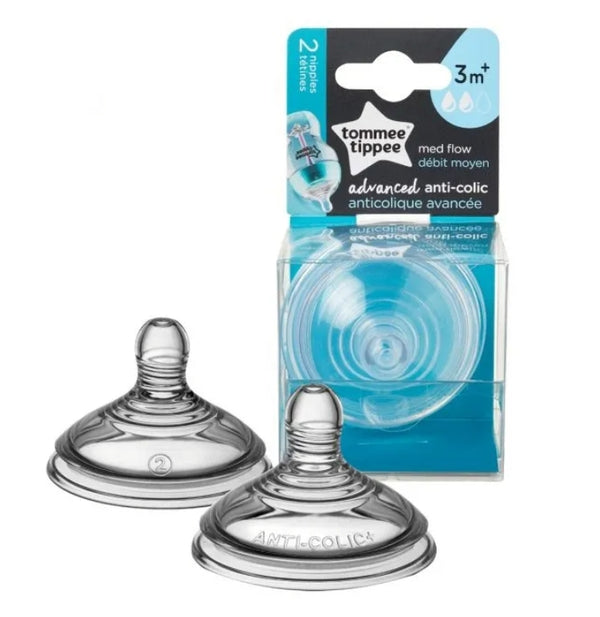 Tommee Tippee Closer to Nature Teats, Medium Flow x 2 -Clear