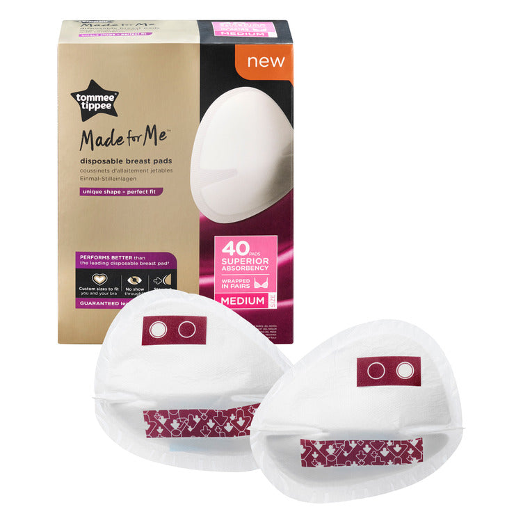 Tommee Tippee Made For Me Disposable Breast Pads 40pcs Wrapped In Pairs Medium Size