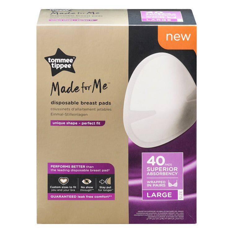 Tommee Tippee Made For Me Disposable Breast Pads 40pcs Wrapped In Pairs Large Size