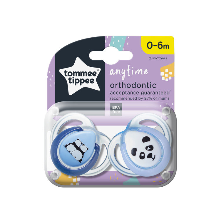 Tommee Tippee  Anytime Soother, Pack of 2,  (0-6 months) - Mix