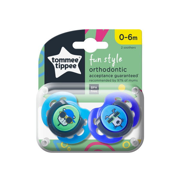 Tommee Tippee Fun Style Soother, Pack of 2,  (0-6 months) - Mix