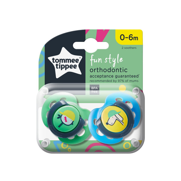 Tommee Tippee Fun Style Soother, Pack of 2,  (0-6 months) - Mix