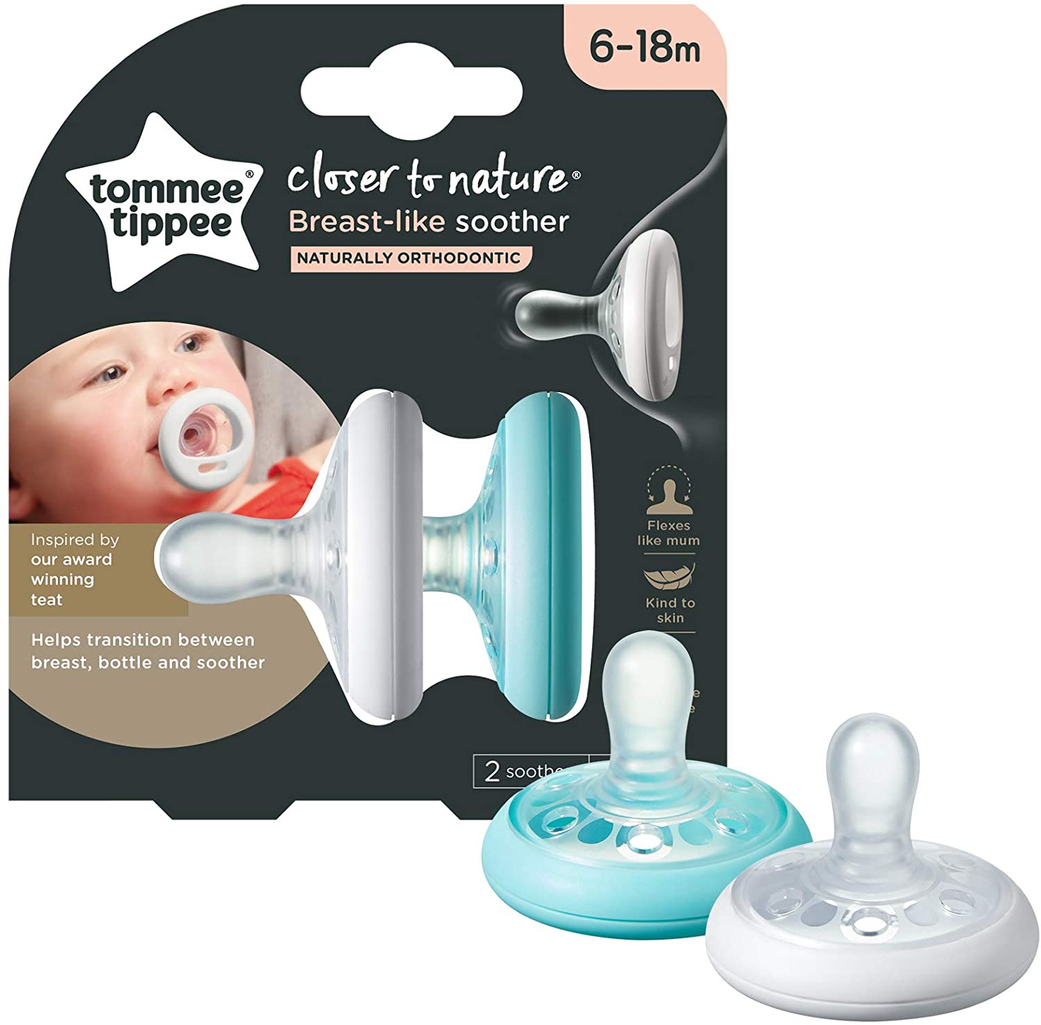 Tommee Tippee Closer Nature Breast Like Soother,  Pack of 2,  (6-18 months)