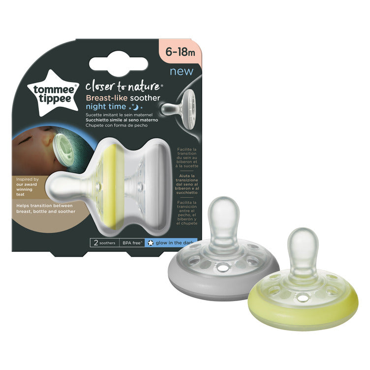 Tommee Tippee Closer To Nature Night Time Soother, Pack of 2,  (6-18 months)