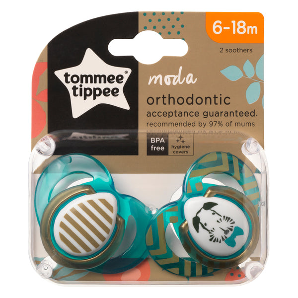 Tommee Tippee MODA Soother, (6-18 months), Pack of 2 -Boy