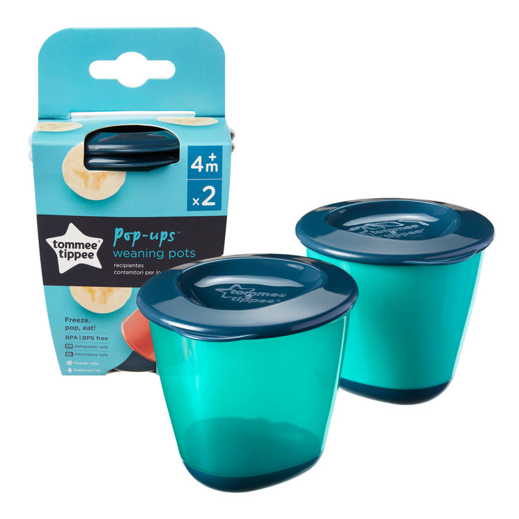 Tommee Tippee Pop Ups Weaning Pots x 2 -Blue